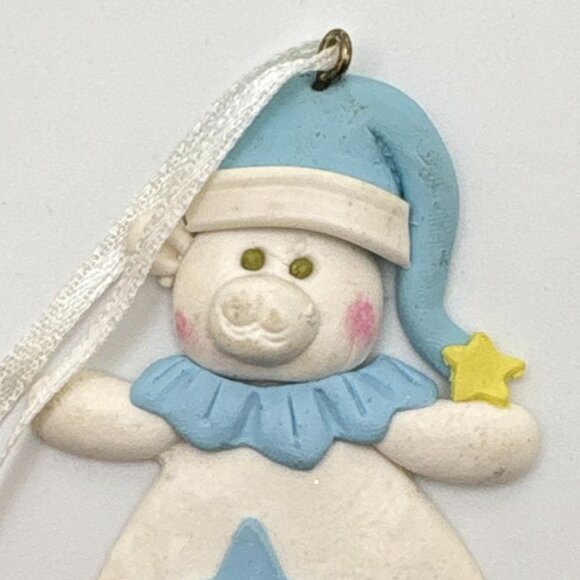 Vintage Sleepy Polar Bear Christmas Tree Ornament With Star Design - Picture 6 of 6